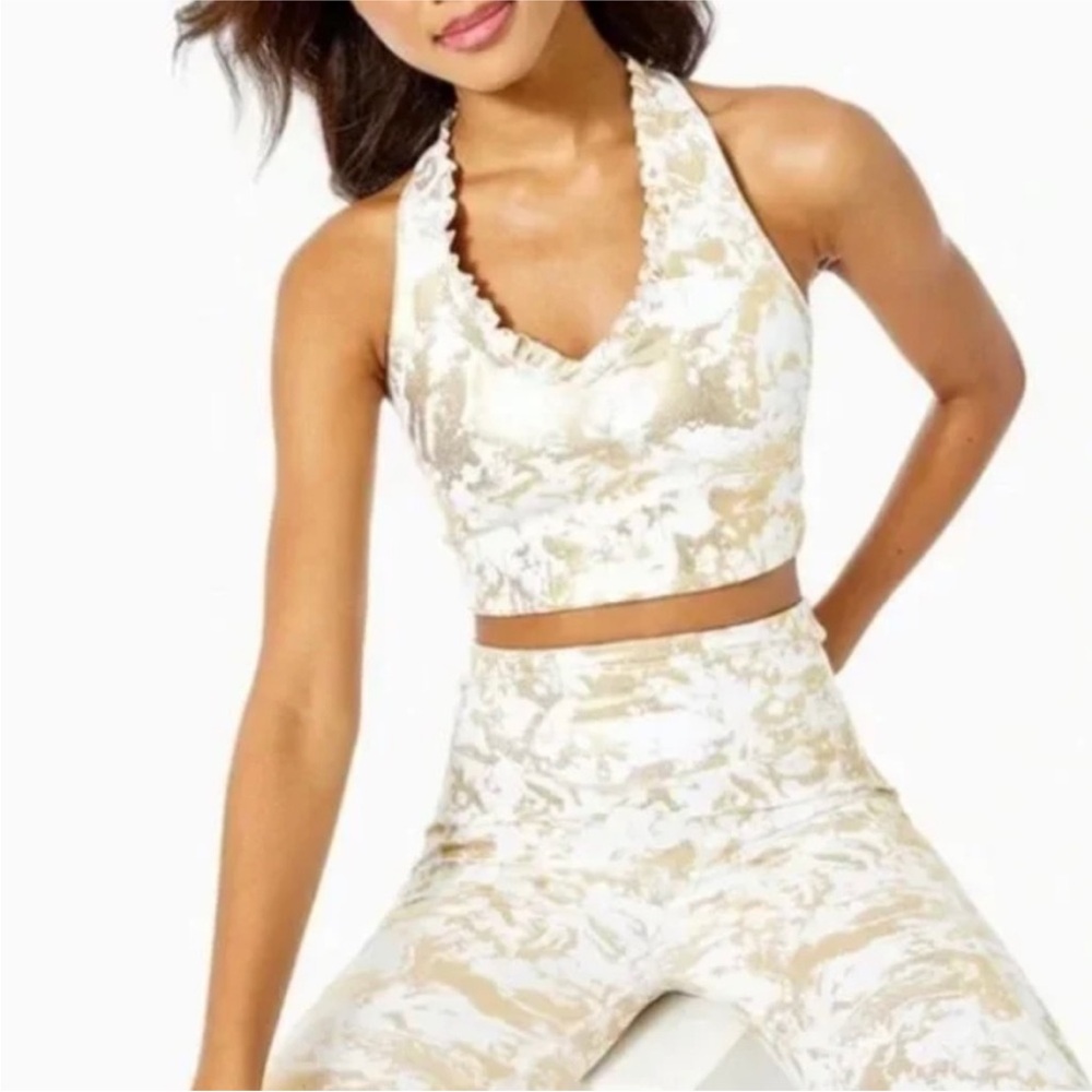 Lilly Pulitzer white and gold active work out set